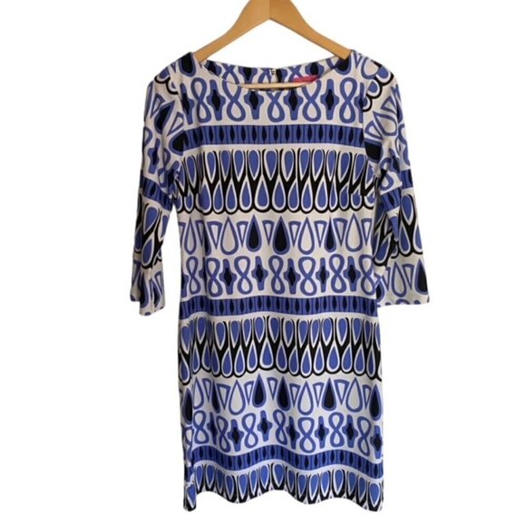 Britt Dresses & Skirts - Britt Blue and White Abstract Print Dress XSmall